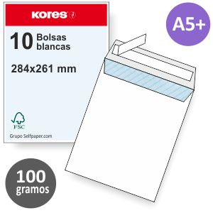 Sobres tipo bolsa 184x261 cuarto prolongado blanco pte. 10