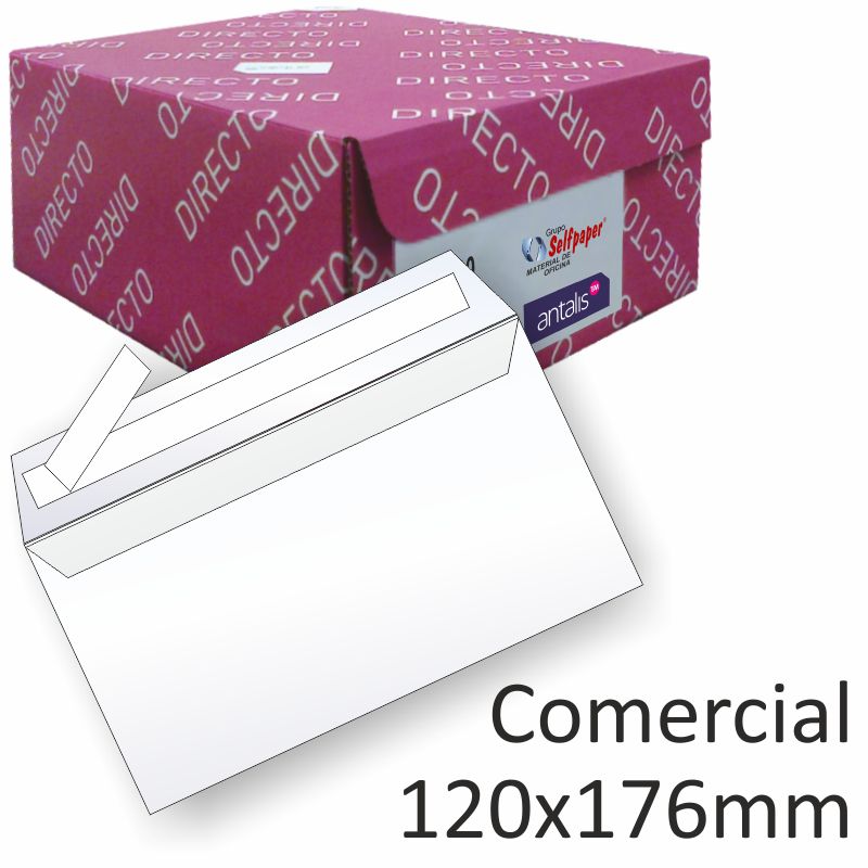 sobre 120x176 comercial b6r autoadhesivo open s. caja 500 ud