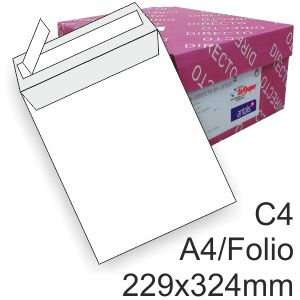 bolsa sobre 229x324 mm. 90 G/m2. Din C4 Blanco C/250 uds