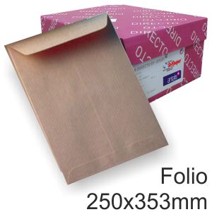 bolsa sobre 250x353 folio Din C4 Kraft Caja 250 u 90 grs