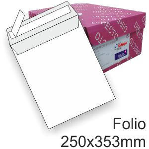 bolsa sobre 250x353 Din B4 Folio Blanco 90 grs caja 250 uds