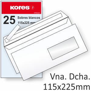 sobres 115x225 americano ventana derecha paquete 25 uds