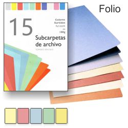 Subcarpetas de cartulina de colores Folio paquete 10