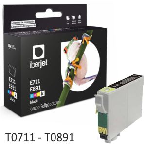 T0711 compatible cartucho Epson negro 50% mas tinta T0891