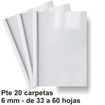 Tapa encuadernacion termica Transp/blanco 30-60h Pte 20 uds