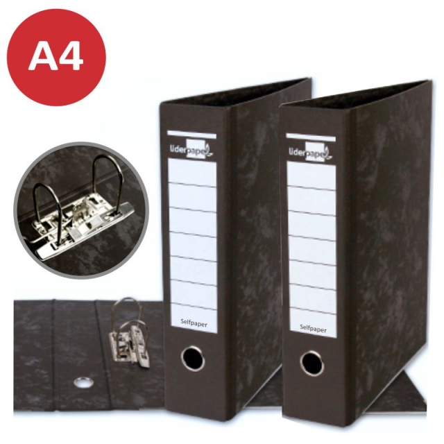 Acan - Archivador A-Z con caja, Archivador A-Z + Caja color Negro Jaspeado,  Tamaño Folio 340 x 285 x 75 mm : : Oficina y papelería