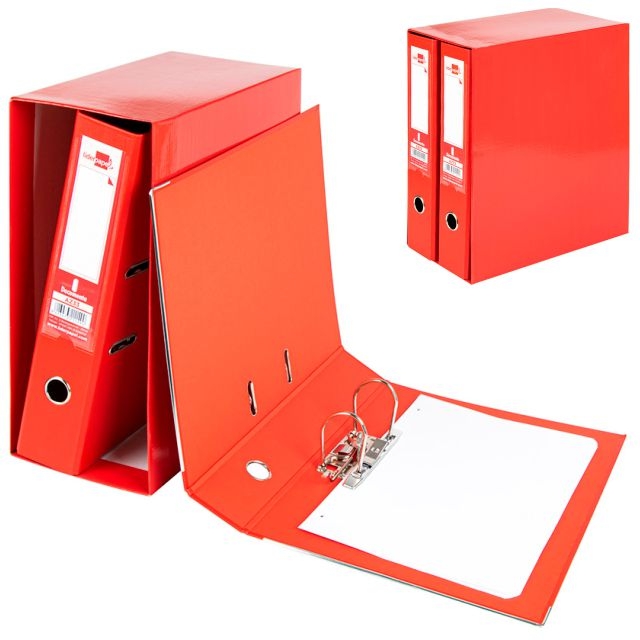 box modulo de 2 archivadores palanca folio rojo