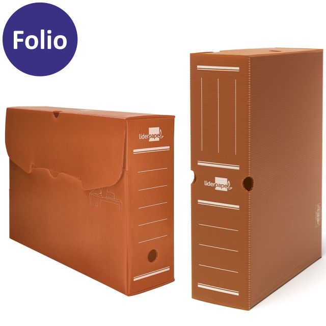Comprar Caja archivo definitivo plástico folio Lider DF08 marrón