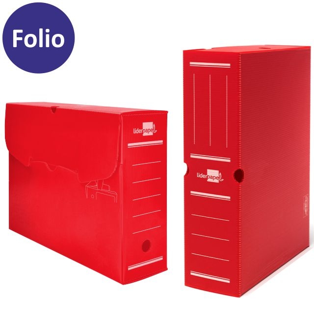 Caja archivo definitivo de plástico Liderpapel DF10 rojo