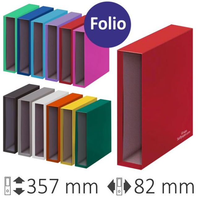 Funda, caja para archivadores de palanca Lomo ancho colores