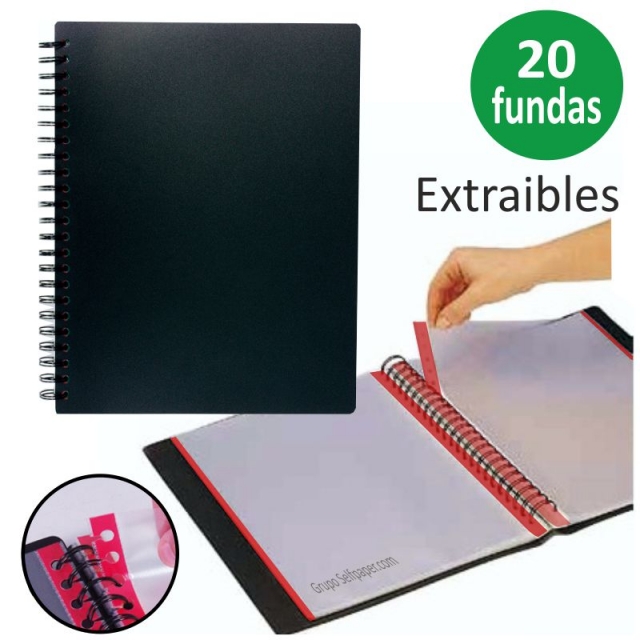 Comprar Carpeta 20 Fundas Extraibles lomo de color, Liderpapel