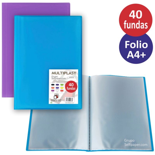 Comprar Carpeta con 40 Fundas Folio, Multiplast, tapas traslucidas