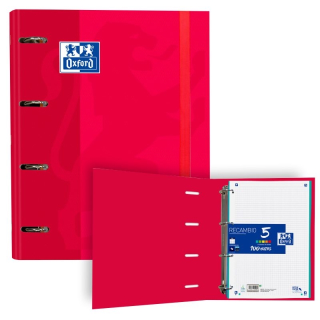 Comprar Carpeta de anillas Oxford con recambio 4 colores. Tapa dura
