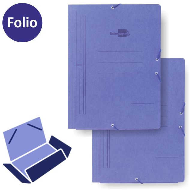 Comprar Carpeta azul con gomas - folio - con solapas - Lider 540grs