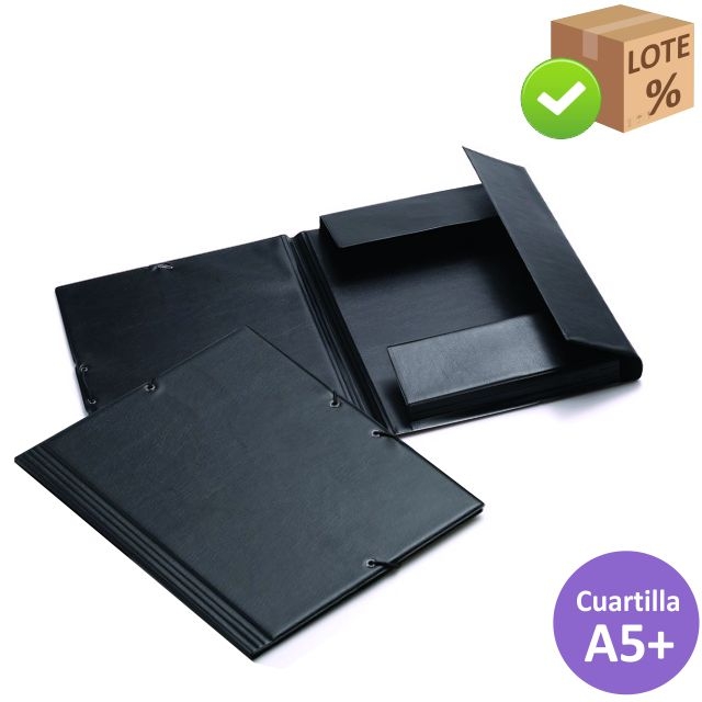 Carpeta de gomas de plástico PVC, Cuartilla, A5+, 3 Solapas