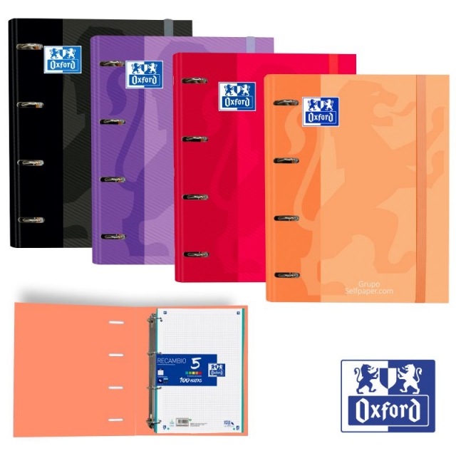 carpeta con recambio oxford 4 anillas extra dura