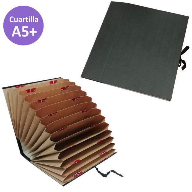 Comprar Carpeta Fuelle Acordeón cuartilla A5+, negro, Liderpapel
