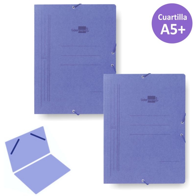 Comprar Carpeta gomas A5+ 4º, cuartilla, sencilla, sin solapas, azul