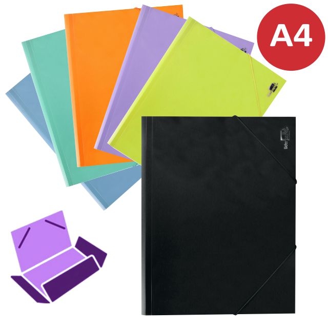 Comprar Carpeta de gomas plástico solapas A4 opaco negro