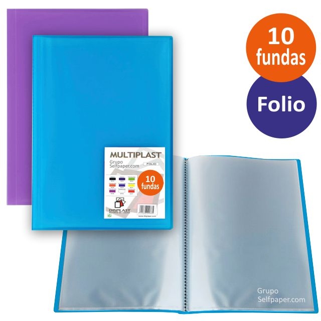 Comprar Carpetas 10 fundas folio Multiplast tapas traslúcidas color