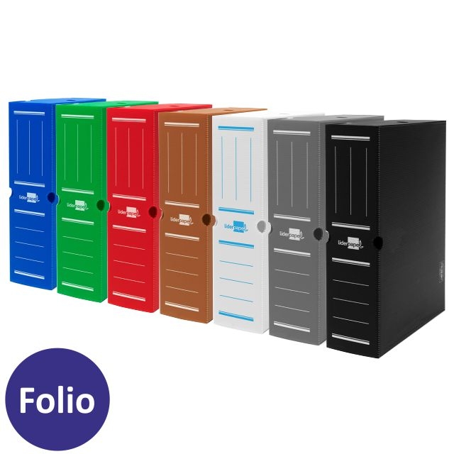 Caja archivo definitivo de plástico Liderpapel DF10 rojo