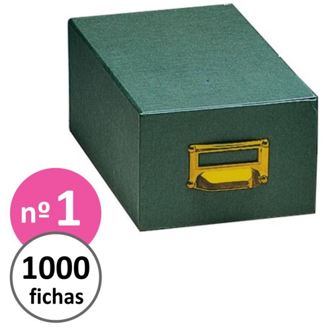 Comprar Fichero carton forrado verde cajon numero 1 para 1000 fichas