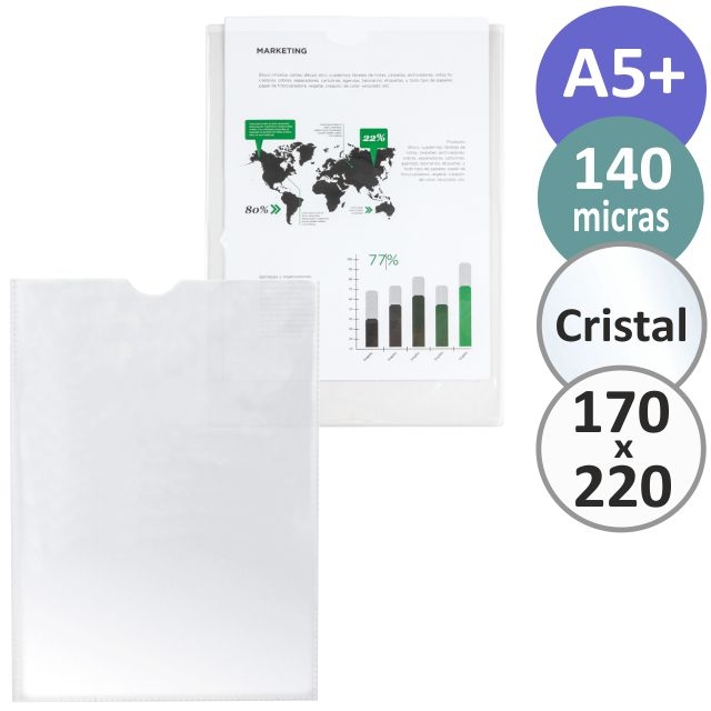 Comprar Funda de plástico transparente cuartilla, A5+, medio folio