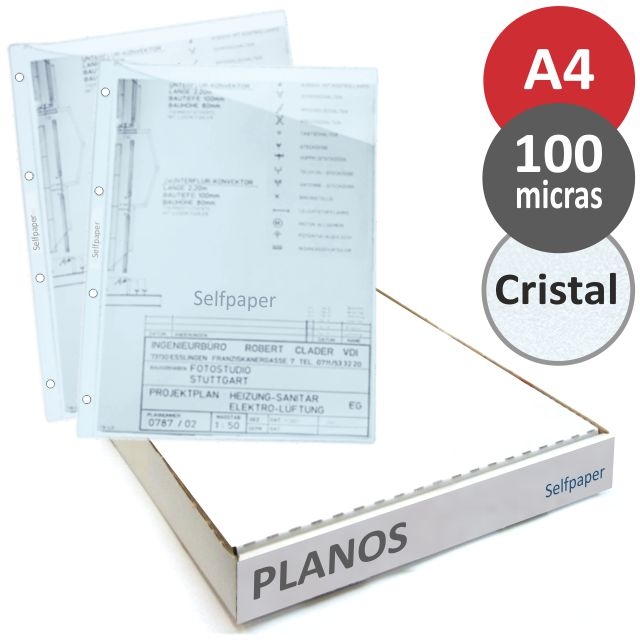 Comprar Fundas de plastico para planos corte diagonal 4 taladros A4