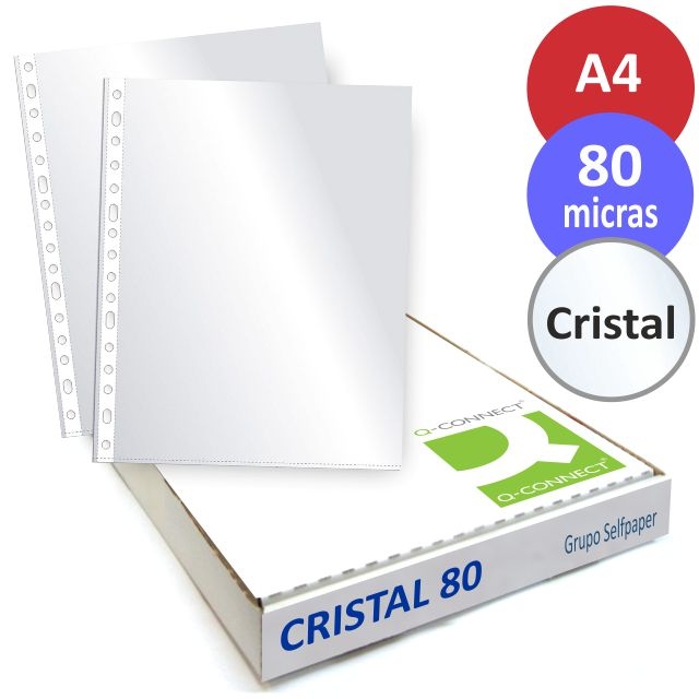 Comprar Fundas multitaladro Din A4, cristal, 80 micras, caja 100 u