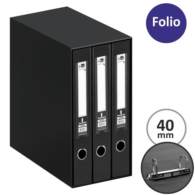 Comprar Módulo 3 carpetas anchas 2 anillas 40 mm Negro