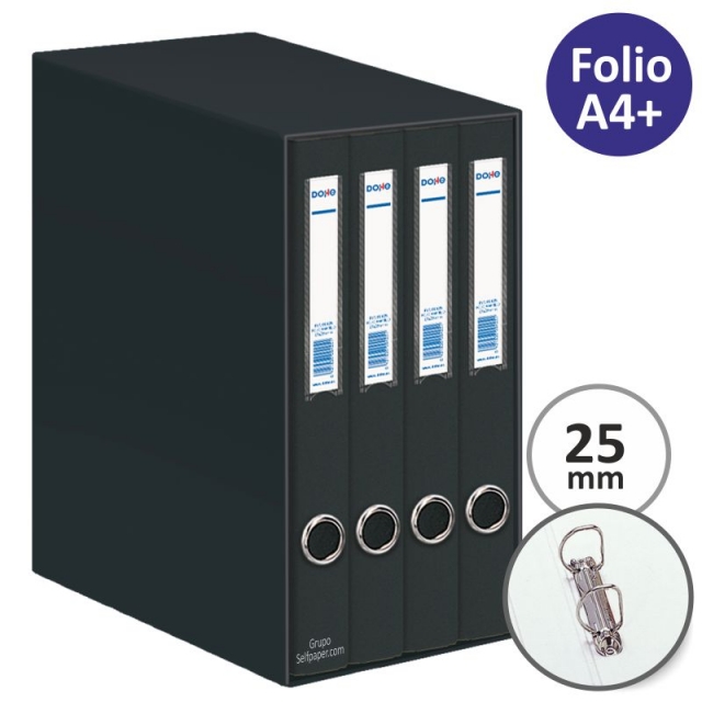 Comprar Módulo 4 Carpetas Dohe 09454 2 anillas 25mm, folio, Negro