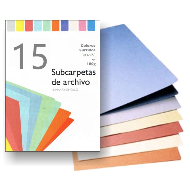 paquete de subcarpetas de colores de cartulina