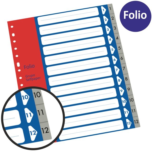 Comprar Separador números 1-12 plástico folio multitaladro dohe