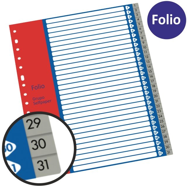 Comprar Separador numérico numeros mensual 1 a 31 folio multitaladro