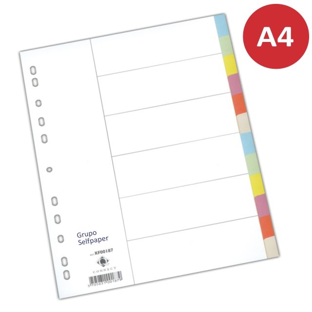Comprar Separadores multitaladro Din A4, de cartulina, 12 pestañas