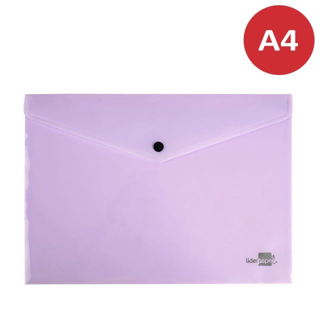 Comprar Sobre plástico botón broche Din A4 lila lavanda