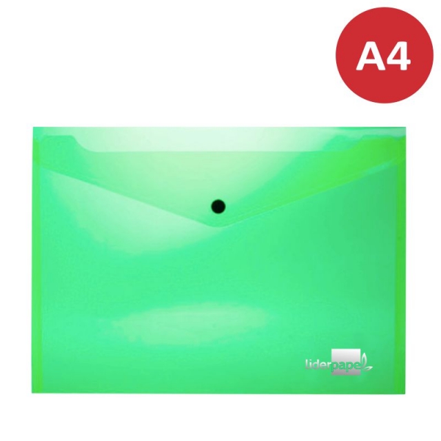 Comprar Sobre Plastico Broche A4 Verde claro Liderpapel DS16 - 19986