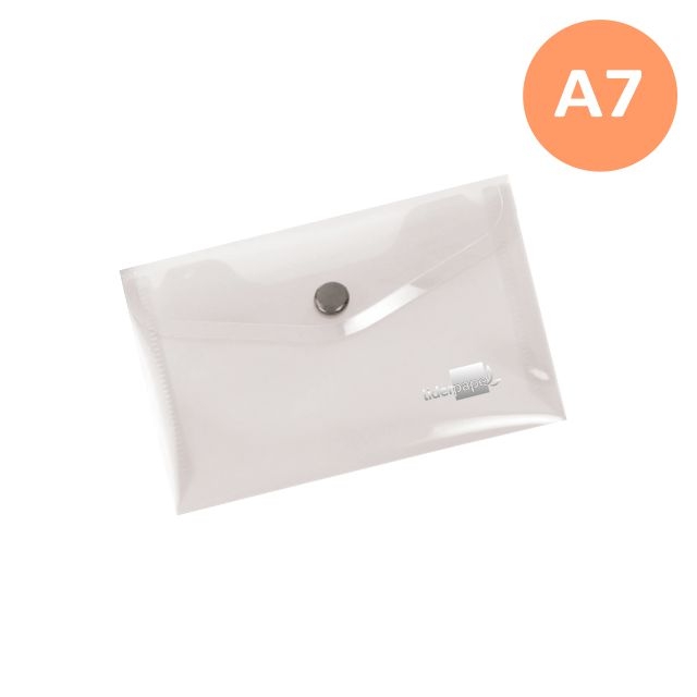 Comprar Sobre plástico broche botón 95x140, Din A7 transparente
