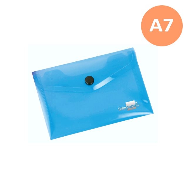 Comprar Sobre plástico cierre broche botón A7, 95x140 mm azul