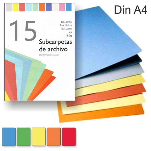 Comprar Subcarpetas colores surtidos Din A4 paquete 15 unidades