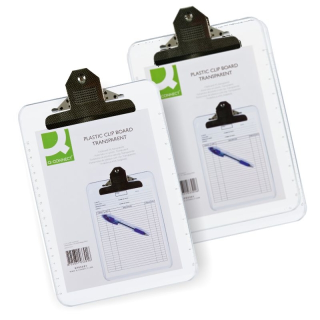 Comprar Tabla portanotas con pinza metalica - plastico transparente
