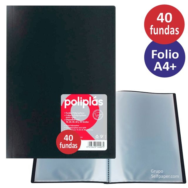 Comprar Carpeta 40 Fundas Folio Grafoplas Poliplas color negro