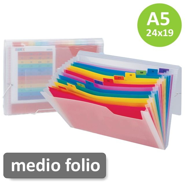 Comprar Carpeta clasificadora Fuelle plástico colores Spectrafile A5