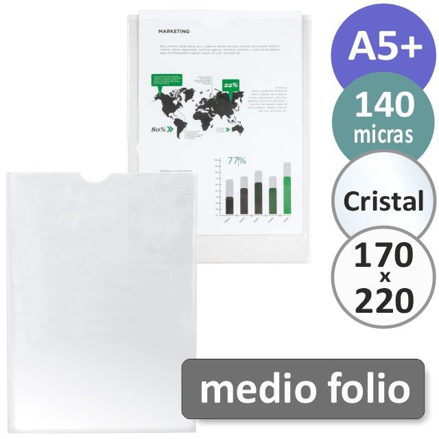 Comprar Funda de plástico transparente cuartilla, A5+, medio folio