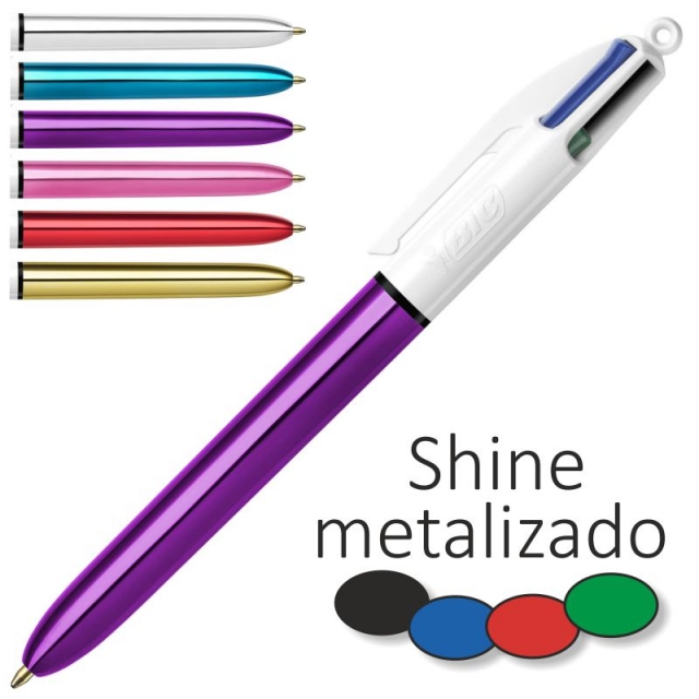 Comprar Bic 4 Colores Shine, cuerpo color violeta metalizado