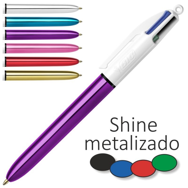 BOLIGRAFO BIC CUATRO COLORES SHINE COLORES METALIZADOS PUNTA DE 1 MM