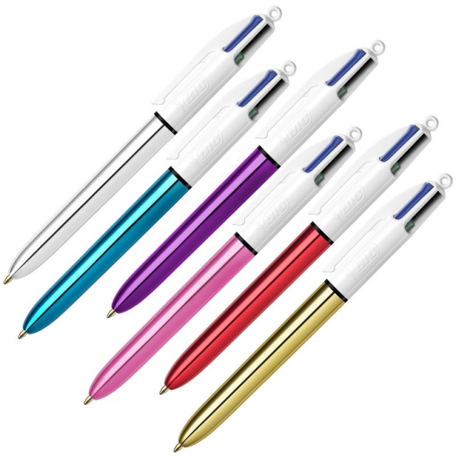 BOLIGRAFO BIC CUATRO COLORES SHINE BOX CAJA METALICA 5 UNIDADES SURTIDAS