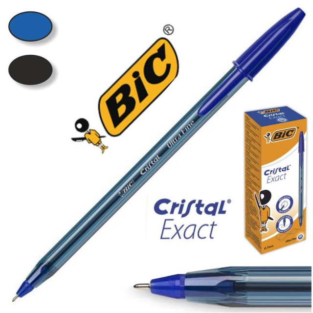 bolgrafo bic cristal, ultra fine, exact, azul