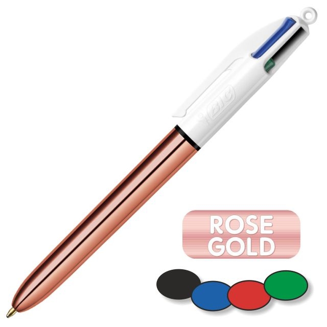 Comprar Boligrafo Bic cuatro colores Shine Oro Rosa metalizado