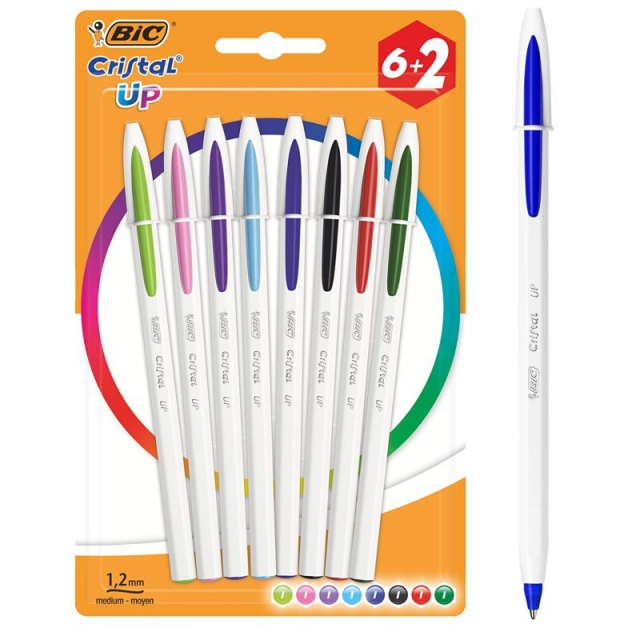 Comprar Bolígrafos Bic Cristal UP Colores Pack 6+2 Gratis